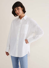 White Cotton Oversized Shirt - White