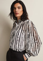 Leinani Mark Making Print Blouse - Black/Multi