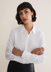 White Cotton Fitted Shirt - White