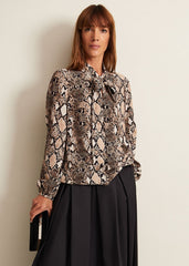 Semira Snake Tie Blouse - Neutral