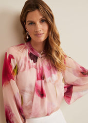 Poppy Silk Blouse - Pale Pink