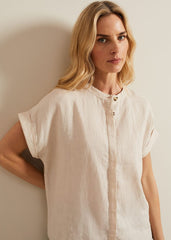 Kelsie Button Through Linen Shirt - Neutral