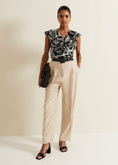 Rosey Linen Ruffle Top - Black