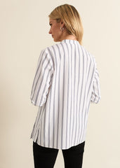 Ashlyn Asymmetric Striped Shirt - White
