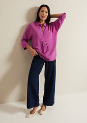 Cynthia Pleat Zip Front Shirt - Pink