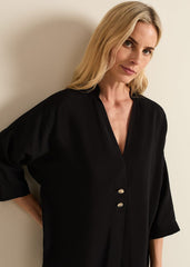 Cynthia Button Detail Shirt - Black