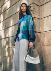 Eleanor Abstract Pleat Blouse - Multi-Coloured