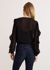 Cordelia Black Ruffle Blouse - Black