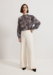 Ingrid Abstract Print Blouse - Navy