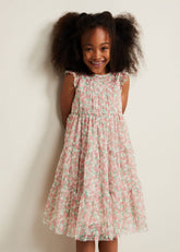 Asha Mesh Floral Smock Dress - Multi-Coloured