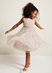 Asha Mesh Floral Smock Dress - Multi-Coloured