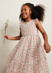 Asha Mesh Floral Smock Dress - Multi-Coloured