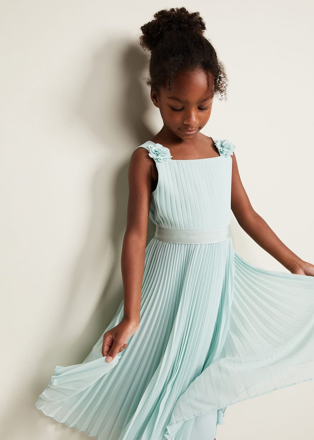 Belle Pleat Dress - Pale Blue