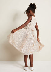 Tiana Sequin Pleat Dress - Gold