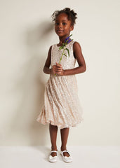 Tiana Sequin Pleat Dress - Gold