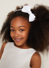 Bow Hair Band & Clip Set - White
