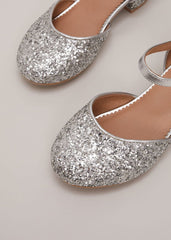 Glitter Heeled Shoes - Silver