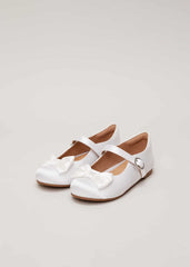 Satin Bow Front Shoes - Ivory