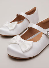 Satin Bow Front Shoes - Ivory