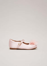 Satin Flower Detail Shoes - Pale Pink