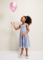 Amelia Embroidered Dress - Blue