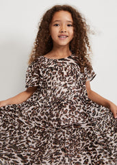 Eve Leopard Shimmer Swing Dress - Multi-Coloured