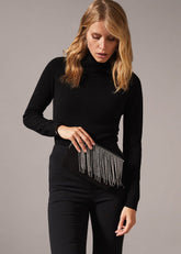 Shae Sparkle Tassel Clutch Bag - Black