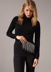 Shae Sparkle Tassel Clutch Bag - Black