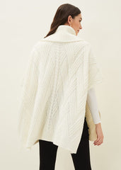 Melly Cable Knit Cape - Winter White