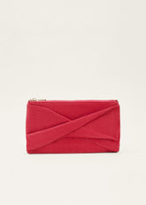Red Suede Clutch Bag - Lipstick