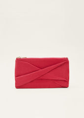 Red Suede Clutch Bag - Lipstick