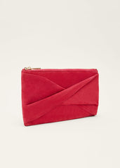 Red Suede Clutch Bag - Lipstick