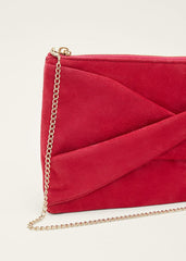 Red Suede Clutch Bag - Lipstick