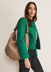 Leather Shopper Bag - Putty White