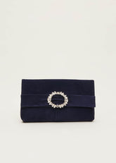 Embellished Slim Clutch Bag - Navy