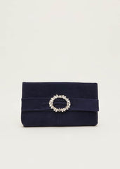 Embellished Slim Clutch Bag - Navy