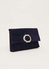 Embellished Slim Clutch Bag - Navy