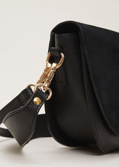 Suede Cross Body Bag - Black