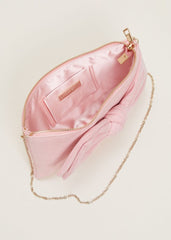 Pink Suede Bow Clutch Bag - Pink