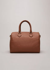 Brown Leather Bowling Bag - Camel