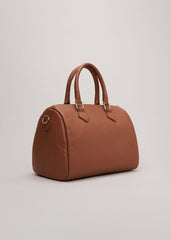 Brown Leather Bowling Bag - Camel