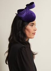 Velvet Bow Pillbox Fascinator - Cobalt