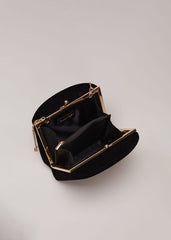 Black Velvet Clutch Bag - Black