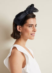 Navy Padded Headband with Bow - Navy