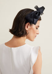 Navy Padded Headband with Bow - Navy