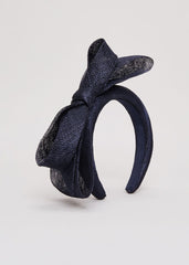 Navy Padded Headband with Bow - Navy