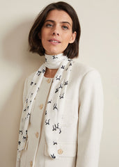 Bow Print Skinny Scarf - Black/Ivory