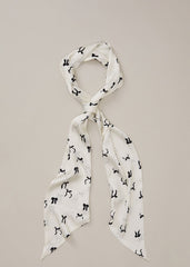 Bow Print Skinny Scarf - Black/Ivory