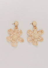 Raffia Oversized Flower Earrings - Natural