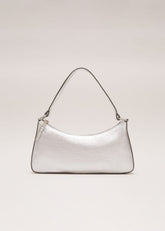 Silver Leather Mini Shoulder Bag - Silver